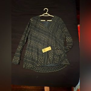 Navy Blue Long Sleeve Blouse